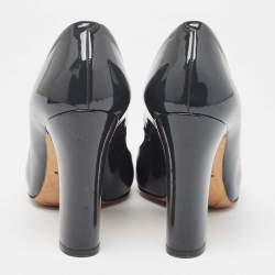 Dolce & Gabbana Dark Grey Patent Leather Round Toe Pumps Size 38.5