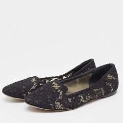 Dolce & Gabbana Black Lace Smoking Slippers Size 38