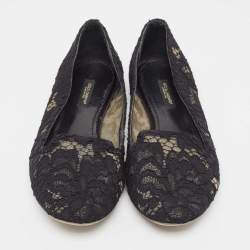 Dolce & Gabbana Black Lace Smoking Slippers Size 38