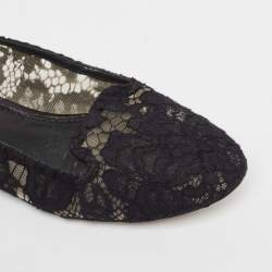 Dolce & Gabbana Black Lace Smoking Slippers Size 38