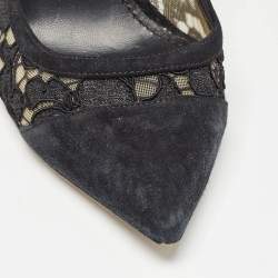 Pre Owned Dolce & Gabbana Black Lace and Suede Pumps Size 38