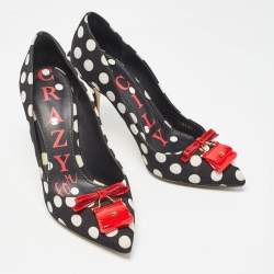 Pre Owned Dolce & Gabbana Black/White Polka Dot Fabric Bag Detail Pumps Size 37