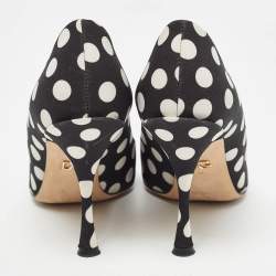 Pre Owned Dolce & Gabbana Black/White Polka Dot Fabric Bag Detail Pumps Size 37