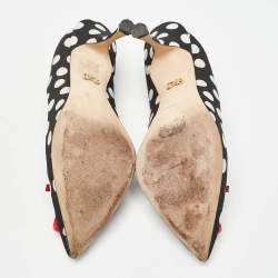 Pre Owned Dolce & Gabbana Black/White Polka Dot Fabric Bag Detail Pumps Size 37