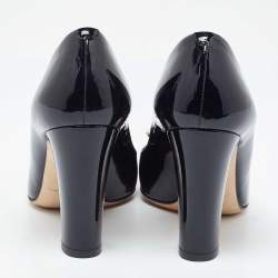 Pre Owned Dolce & Gabbana Black Patent Leather Crystal Embellished Block Heel Pumps Size 36.5