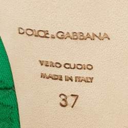Dolce & Gabbana White/Green Canvas Peep Toe Pumps Size 37