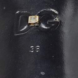 Pre Owned Dolce & Gabbana Black Satin Flower and Crystal Embellished Mules Size 38 