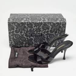 Pre Owned Dolce & Gabbana Black Leather Crisscross Slides Size 37     