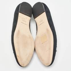 Pre Owned Dolce & Gabbana Black Jacquard Fabric Embellished DG Heart Smoking Slippers Size 37