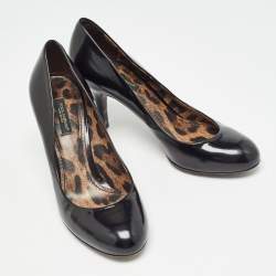 Dolce & Gabbana Black Patent Leather Round Toe Pumps Size 37