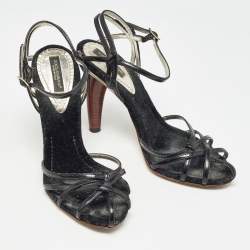 Dolce & Gabbana  Black Patent Knotted Sandals Size 35