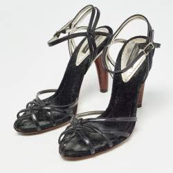 Dolce & Gabbana  Black Patent Knotted Sandals Size 35