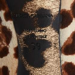 Dolce & Gabbana Beige/Brown Leopard Print Calfhair Peep Toe Pumps Size 39