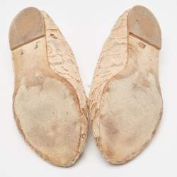 Pre Owned Dolce & Gabbana Beige Lace Crystal Embellished Taormina Smoking Slippers Size 39