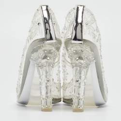 Pre Owned Dolce & Gabbana Transparent PVC Cinderella Swarovski Embellished Pumps Size 37