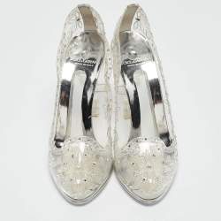 Pre Owned Dolce & Gabbana Transparent PVC Cinderella Swarovski Embellished Pumps Size 37