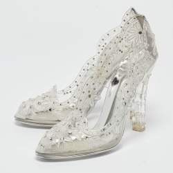 Pre Owned Dolce & Gabbana Transparent PVC Cinderella Swarovski Embellished Pumps Size 37