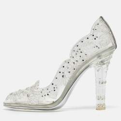 Pre Owned Dolce & Gabbana Transparent PVC Cinderella Swarovski Embellished Pumps Size 37