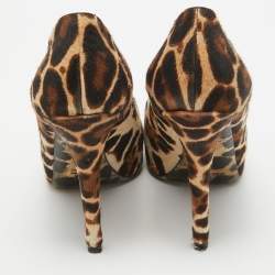 Pre Owned Dolce & Gabbana Brown/Beige Calf Hair Peep Toe Pumps Size 39