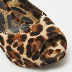 Pre Owned Dolce & Gabbana Brown/Beige Calf Hair Peep Toe Pumps Size 39