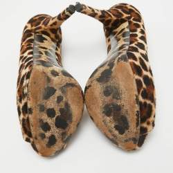 Pre Owned Dolce & Gabbana Brown/Beige Calf Hair Peep Toe Pumps Size 39