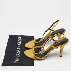 Dolce & Gabbana Yellow Patent Leather Heritage T-Strap Sandals Size 38