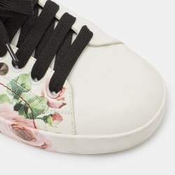 Dolce & Gabbana White Leather Printed Appliques Sneakers Size 37