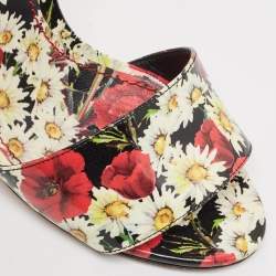 Pre Owned Dolce & Gabbana Multicolor Floral Print Patent Leather Ankle Strap Sandals Size 37