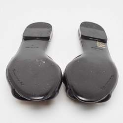 Pre Owned Dolce & Gabbana Black Leather Embellished DG Amore Flat Slides Size 41