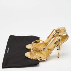 Pre Owned Dolce & Gabbana Gold Leather Ankle Strap Sandals Size 41