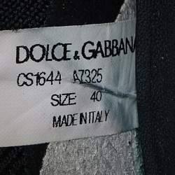 Pre Owned Dolce & Gabbana Black Knit Fabric Crystal Embellished Sorrento Sneakers Size 40