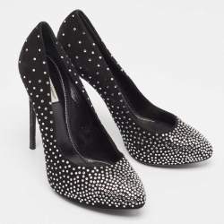 Dolce & Gabbana Black Suede Crystal Embellished Pumps Size 40