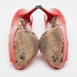 Pre Owned Dolce & Gabbana Red Patent Leather Peep Toe Platform Pumps Size 40