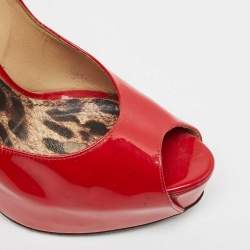 Pre Owned Dolce & Gabbana Red Patent Leather Peep Toe Platform Pumps Size 40