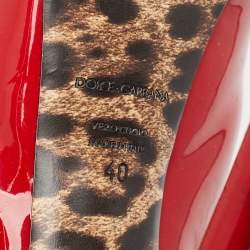 Pre Owned Dolce & Gabbana Red Patent Leather Peep Toe Platform Pumps Size 40