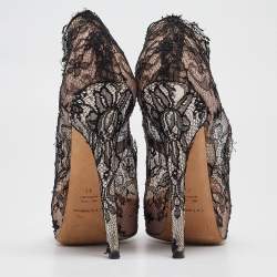 Dolce & Gabbana Black/Pink Lace and Satin Platform Pumps Size 41