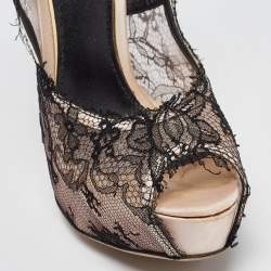 Dolce & Gabbana Black/Pink Lace and Satin Platform Pumps Size 41