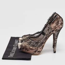 Dolce & Gabbana Black/Pink Lace and Satin Platform Pumps Size 41