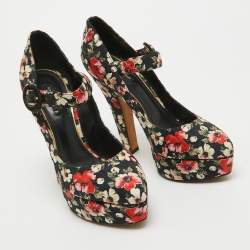 Dolce & Gabbana Multicolor Floral Printed Fabric Mary Jane Platform Pumps Size 40