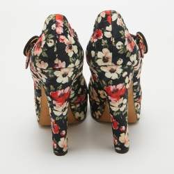 Dolce & Gabbana Multicolor Floral Printed Fabric Mary Jane Platform Pumps Size 40