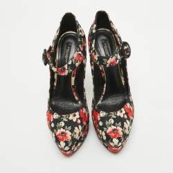 Dolce & Gabbana Multicolor Floral Printed Fabric Mary Jane Platform Pumps Size 40