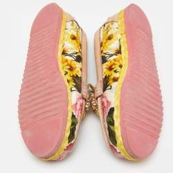 Pre Owned Dolce & Gabbana Multicolor Brocade Fabric and Leather Crystal Embellished Espadrille Loafers Size 37