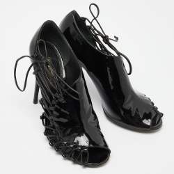 Dolce & Gabbana Black Patent Leather Strappy Booties Size 38.5