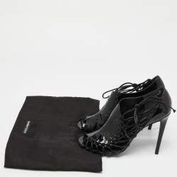 Dolce & Gabbana Black Patent Leather Strappy Booties Size 38.5