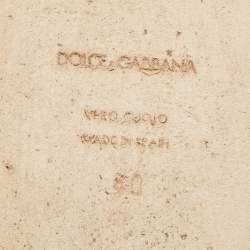 Pre Owned Dolce & Gabbana Brown/Yellow Raffia and Leather Pineapple Kiwi Patch Espadrille Sandals Size 40