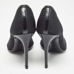 Dolce & Gabbana Black Mesh And Leather Trims Peep Toe Pumps Size 39