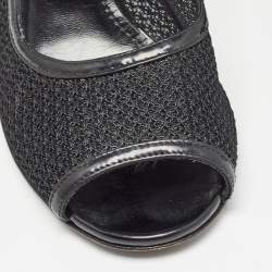 Dolce & Gabbana Black Mesh And Leather Trims Peep Toe Pumps Size 39