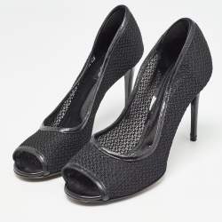 Dolce & Gabbana Black Mesh And Leather Trims Peep Toe Pumps Size 39