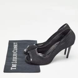 Dolce & Gabbana Black Mesh And Leather Trims Peep Toe Pumps Size 39