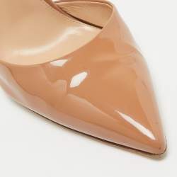 Gianvito Rossi Beige Patent Leather Ankle Strap Pumps Size 39.5